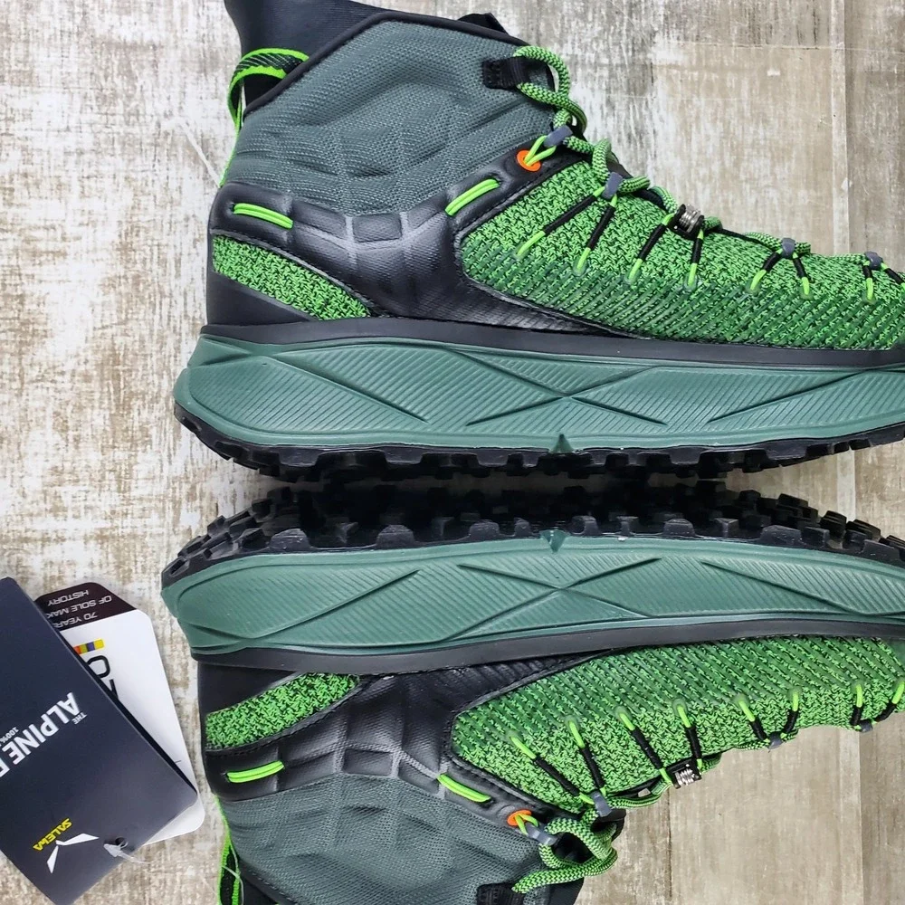 Salewa Dropline Mens Hiking Boots Sz 8.5 Raw Green Pale Frog Lace Up Waterproof